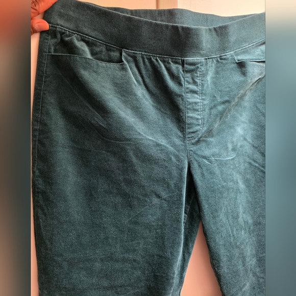 DENIM & Co. VELVET Straight Leg Pants Mallard GREEN Misses Size XL - Picture 4 of 5